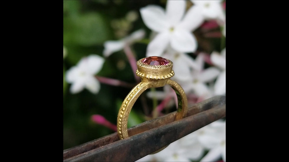 Miniature : Bague Roma tourmaline rose ronde 7mm.