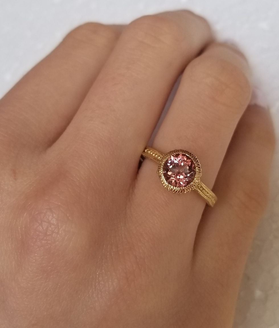 Thumbnail: Roma round pink tourmaline ring 7mm.