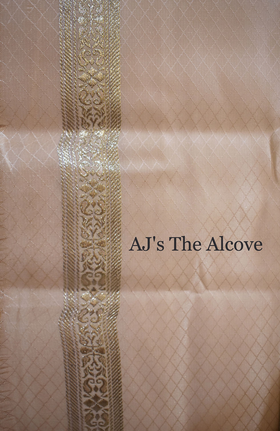 Thumbnail: "Charis" Champagne Off White Brocade Bridal Katan Silk Saree