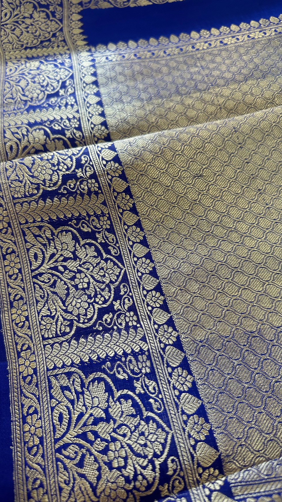 Thumbnail: Royal Blue Mughal Booti Kora Organza Silk Saree 