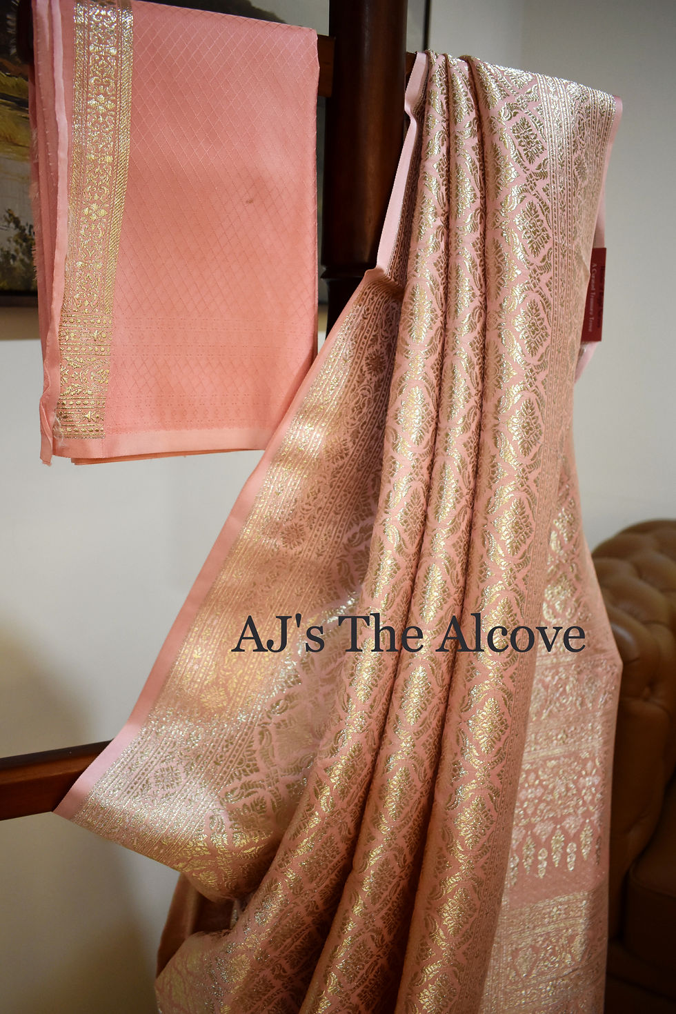 Thumbnail: "Yuvarani" Cool Pink Brocade Bridal Katan Silk Saree