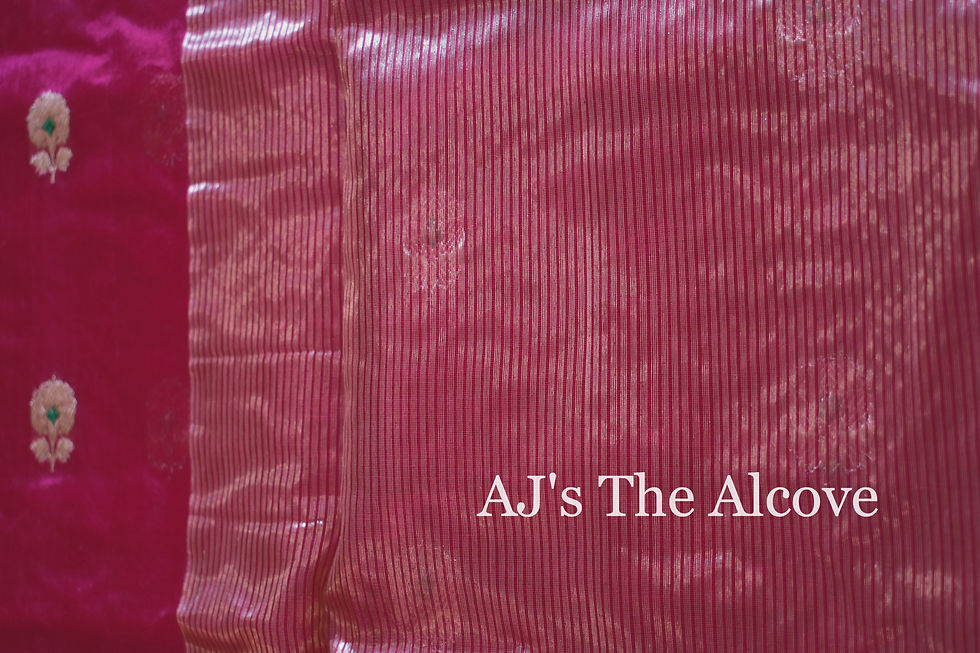 Thumbnail: Magenta Chanderi Silk with Flower Motif