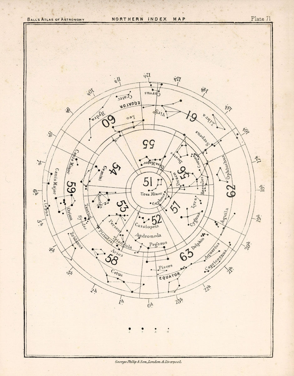 An Atlas of Astronomy, Northern Index Map, 1892