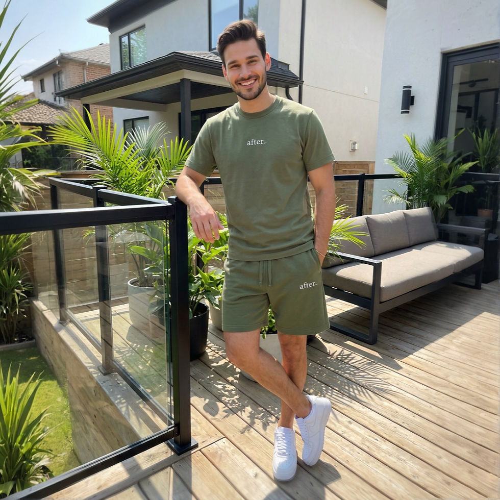 Thumbnail: after_ Fleece Shorts Olive - Unisex