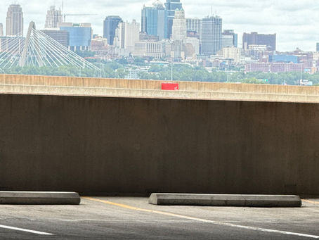 Parking lot looking over city