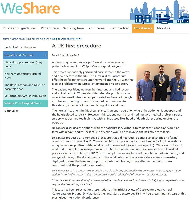 Dr Tanwar UK First Procedure