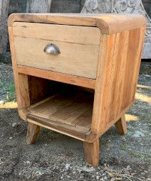 Bedside Table - Rounded Edge One Draw - Recycled Wood