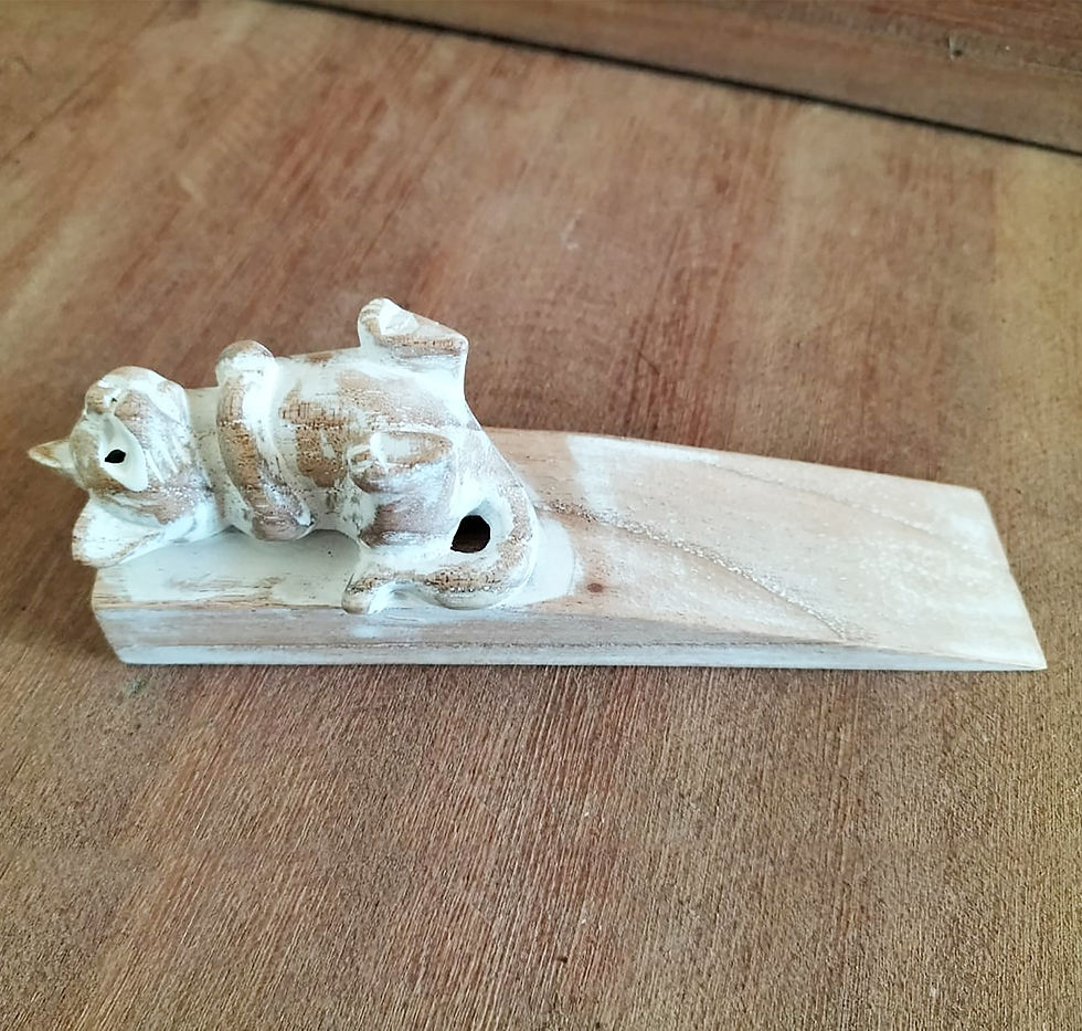 Hand Carved Doorstop - Kitten