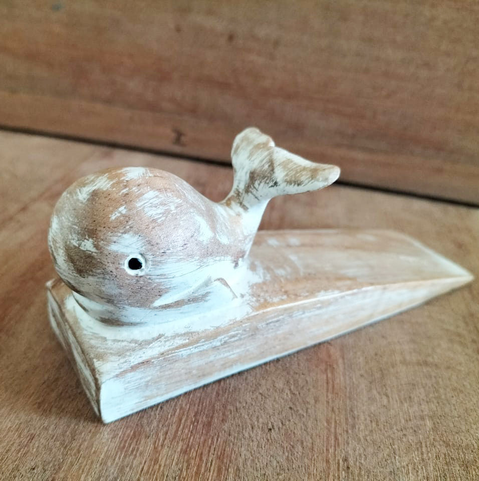 Hand Carved Door Stop - Whale.