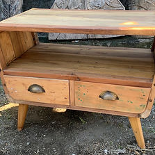 Small TV Stand with 2 Draws Rounded Sides - Recycled Wood
