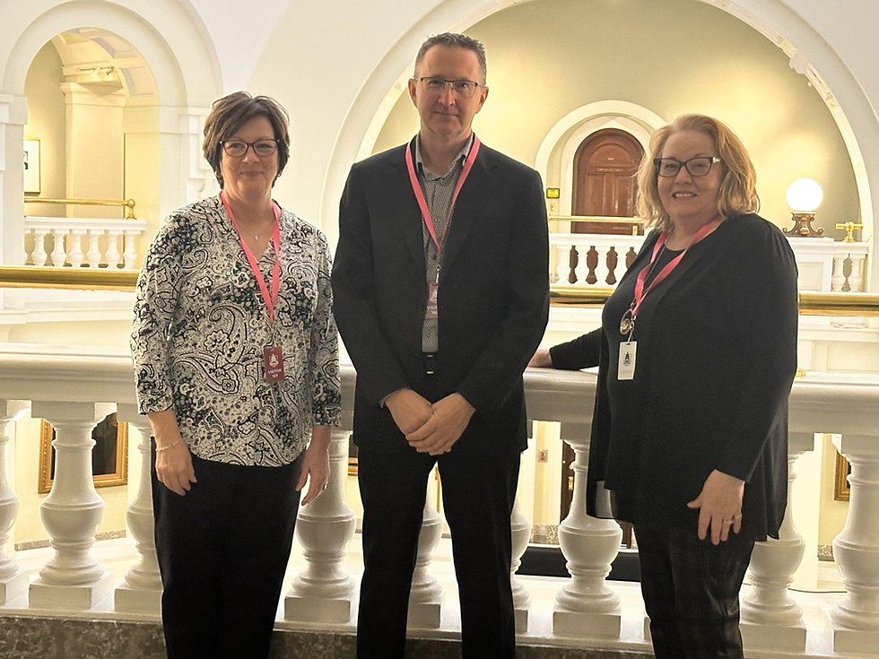 MD of Spirit River Councillor Shelley Rozecki, Reeve Tony Van Rootselaar and Councillor Evelyn Bzowy in the Legislature Building in Edmonton
