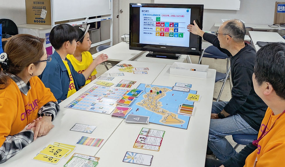 ゲームのSDGs各ゴールのスコアの結果と、今の日本の状況を比較して見ているところ