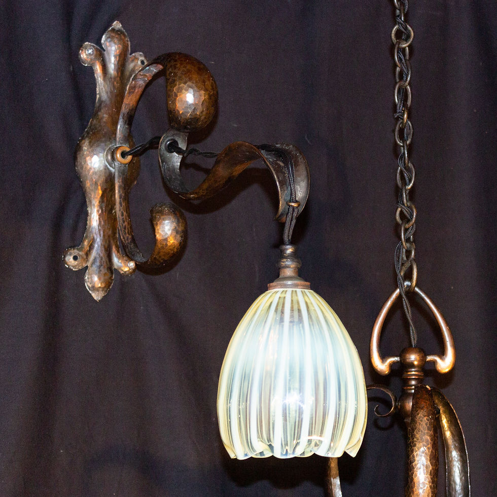 Thumbnail: Jesson & Birkett WAS Benson/Powell Arts and Crafts Chandelier & Wall Lights