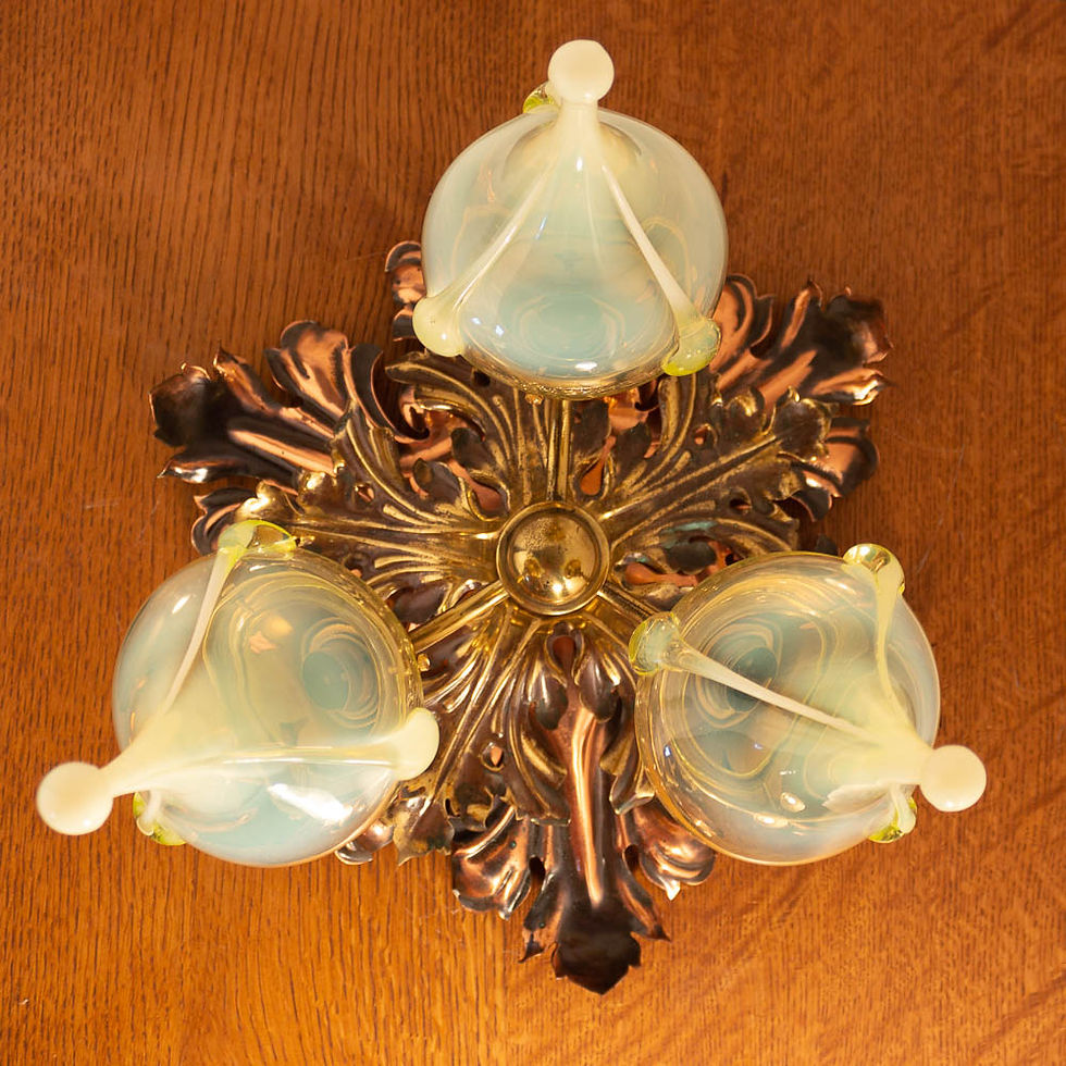 Thumbnail: WAS Benson Arts and Crafts Brass & Copper Ceiling Light/Chandelier