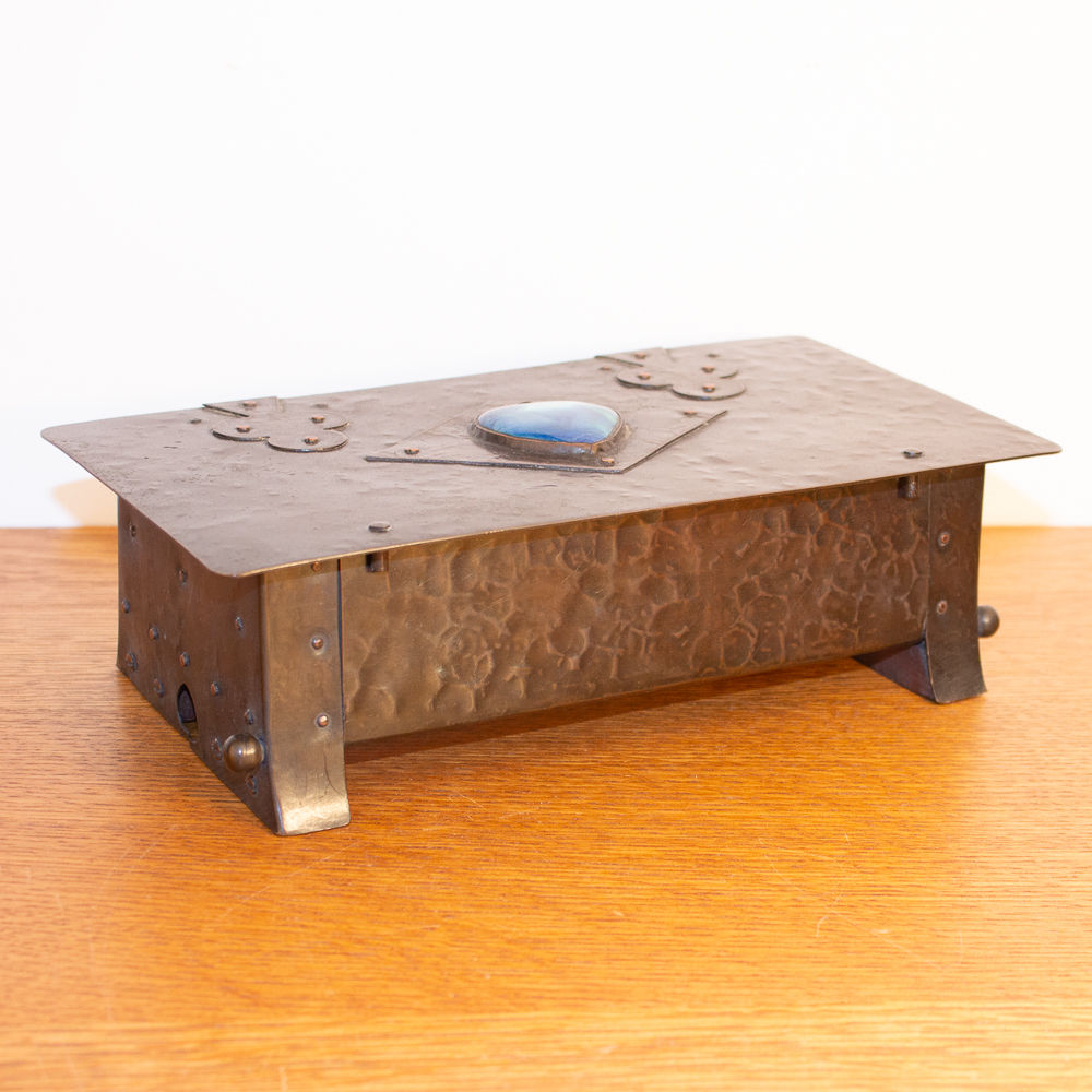 Rare Arts and Crafts A E Jones Ruskin Pottery/Copper Bridge Gaming Box