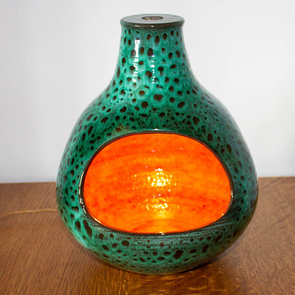 Large Poole Pottery Studio Black Clay Atlantis table lamp by Guy Sydenham
