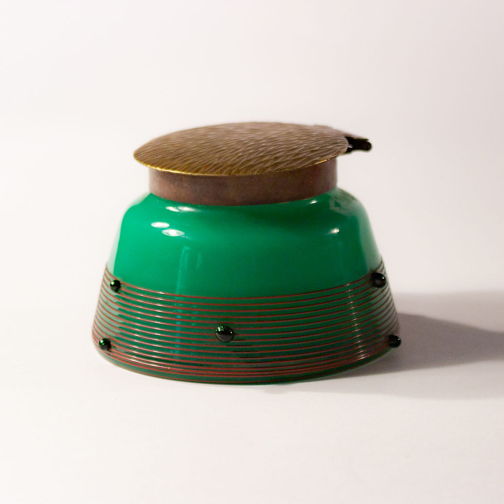 Art Nouveau Loetz Secessionist Glass inkwell by G. Reichenbach for Poschinger