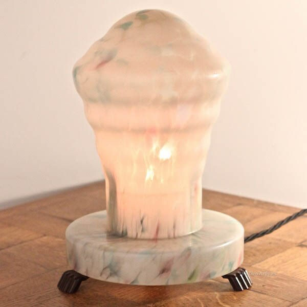Art Deco Goltone Bakelite/Glass Table Lamp SOLD