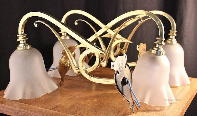 4 Art Nouveau GEC Brass/Glass Wall Lights SOLD