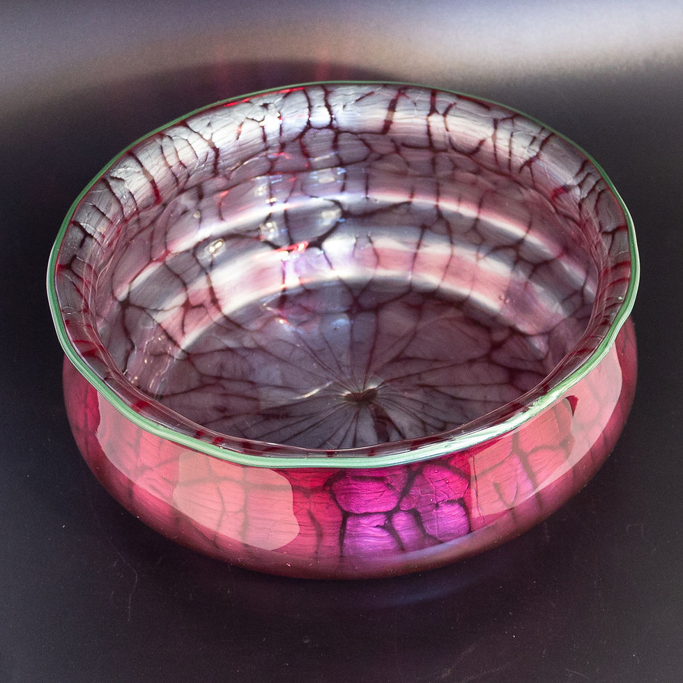 Monumental Loetz Titania Genre 2534 Art Nouveau Glass Bowl by Michael Powolny