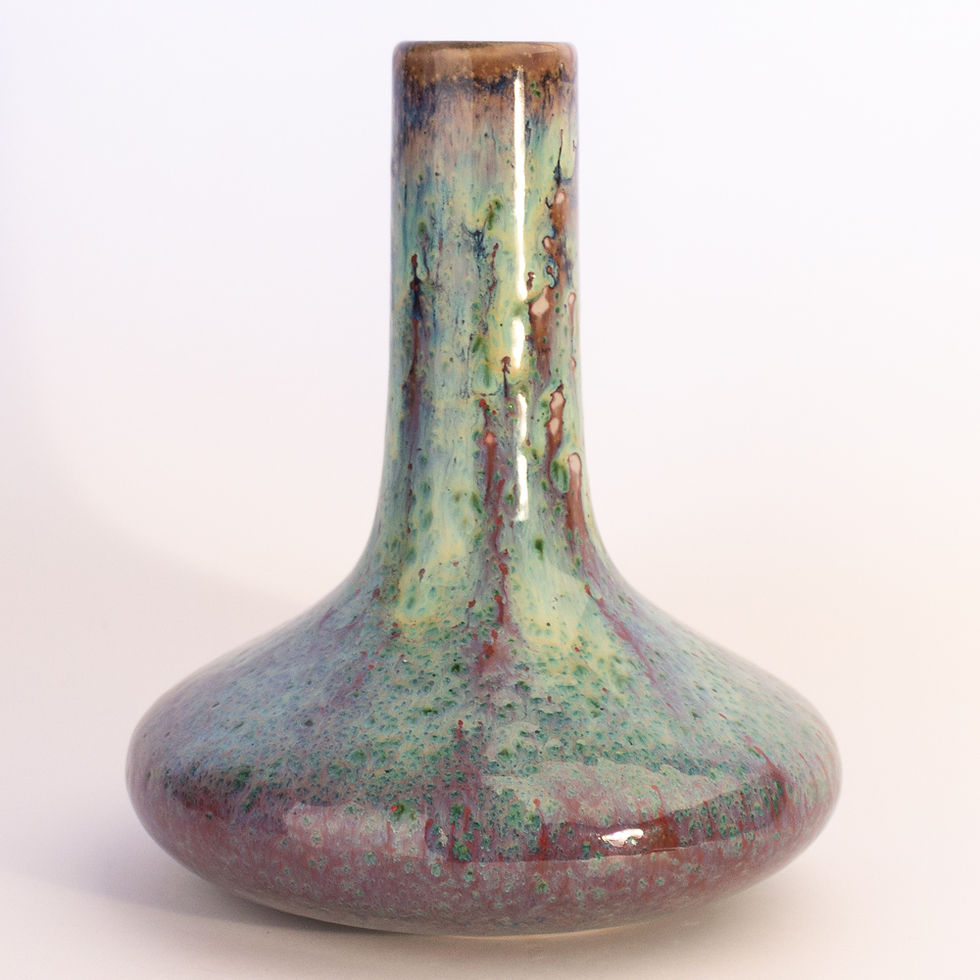 Thumbnail: Superb Moorcroft Cobridge Ruskin High Fired Stoneware Vase from the side