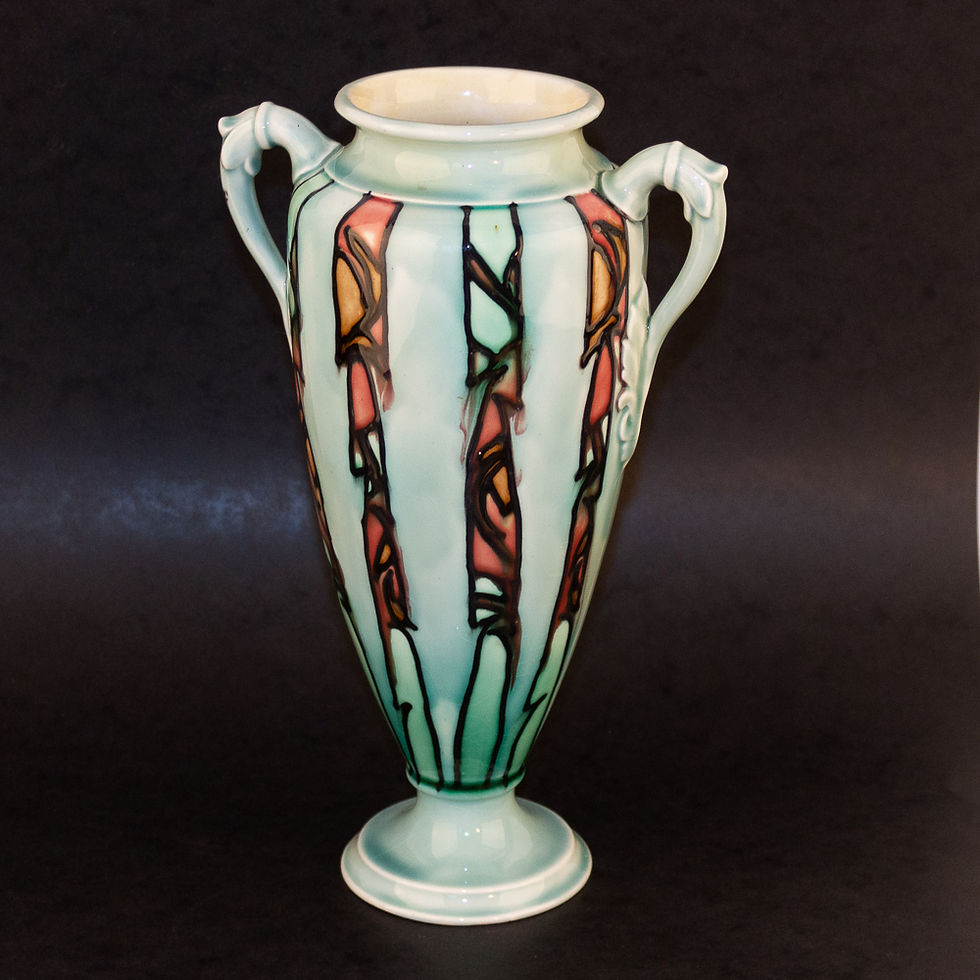 Thumbnail: Minton Pottery Tall Secessionist Art Nouveau Vase showing pattern