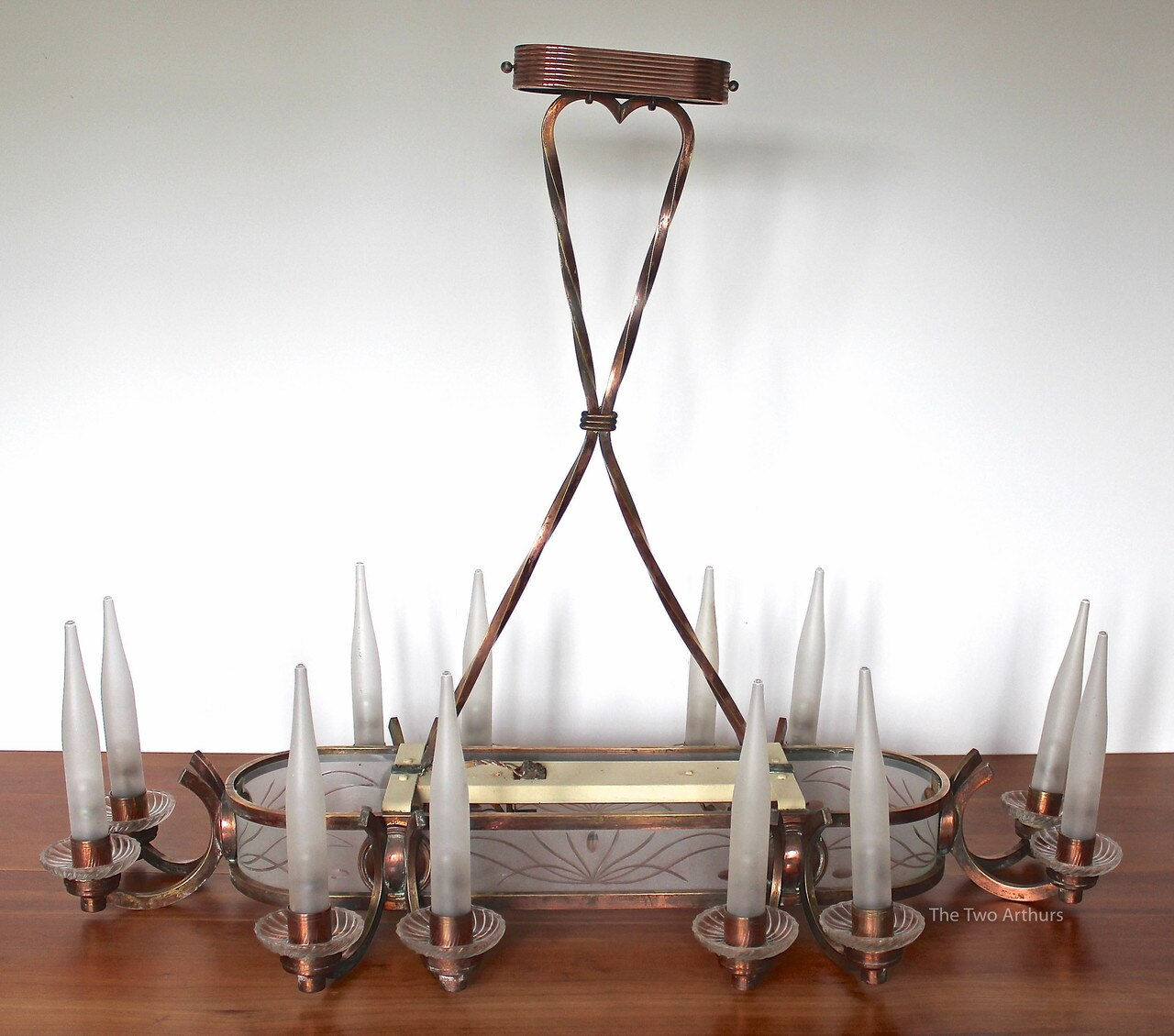 Art Deco French Copper Plated Chandelier - SOLD