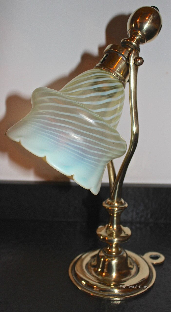 Thumbnail: Arts & Crafts Brass Lamps/Powell Shades - SOLD