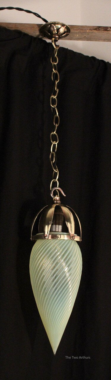 Thumbnail: Brass/Vaseline Glass Light Benson style - SOLD
