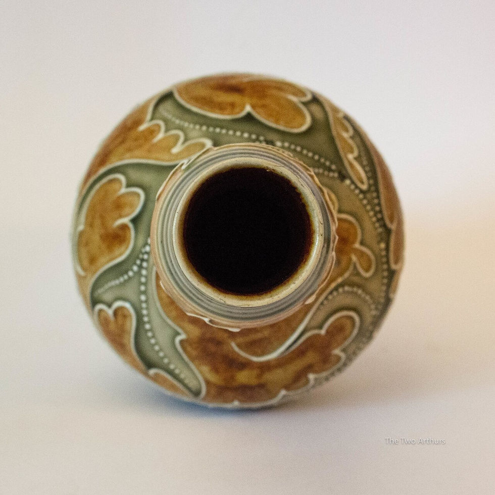 Thumbnail: Royal Doulton Lambeth Art Nouveau Stoneware Vase by Mark V Marshall c. 1880 21cm