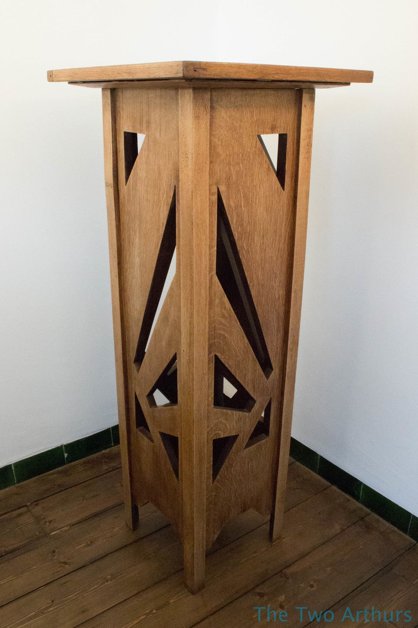 Thumbnail: ART DECO Geometric Quarter Sawn Oak Table or Display/Plant Stand 106.5 cm high c