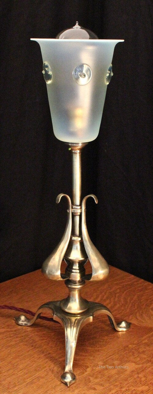 Thumbnail: BRASS & VASELINE GLASS TABLE LAMP