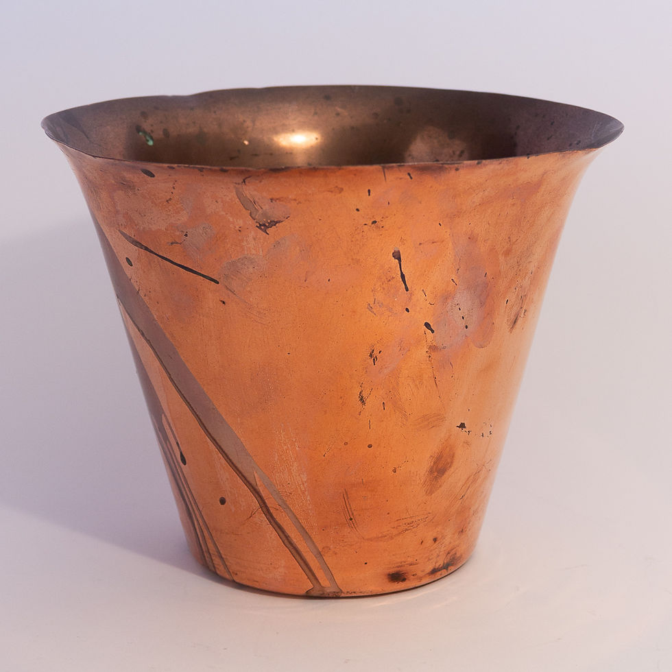 Thumbnail: Arts and Crafts WAS Benson No. 645 Copper Jardiniere/Planter showing age marks