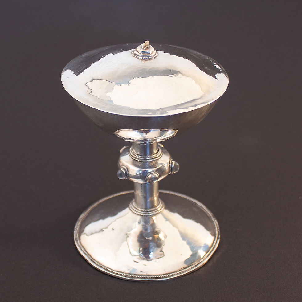 Thumbnail: Superb Arts and Crafts Solid Silver and Moonstone Chalice by John Paul Cooper