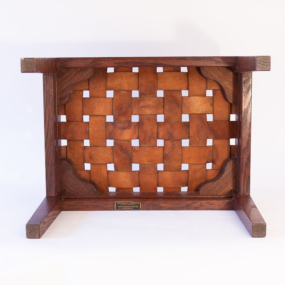Thumbnail: Arthur Simpson, The Handicrafts, Arts and Crafts Tiger Oak Easy Stool