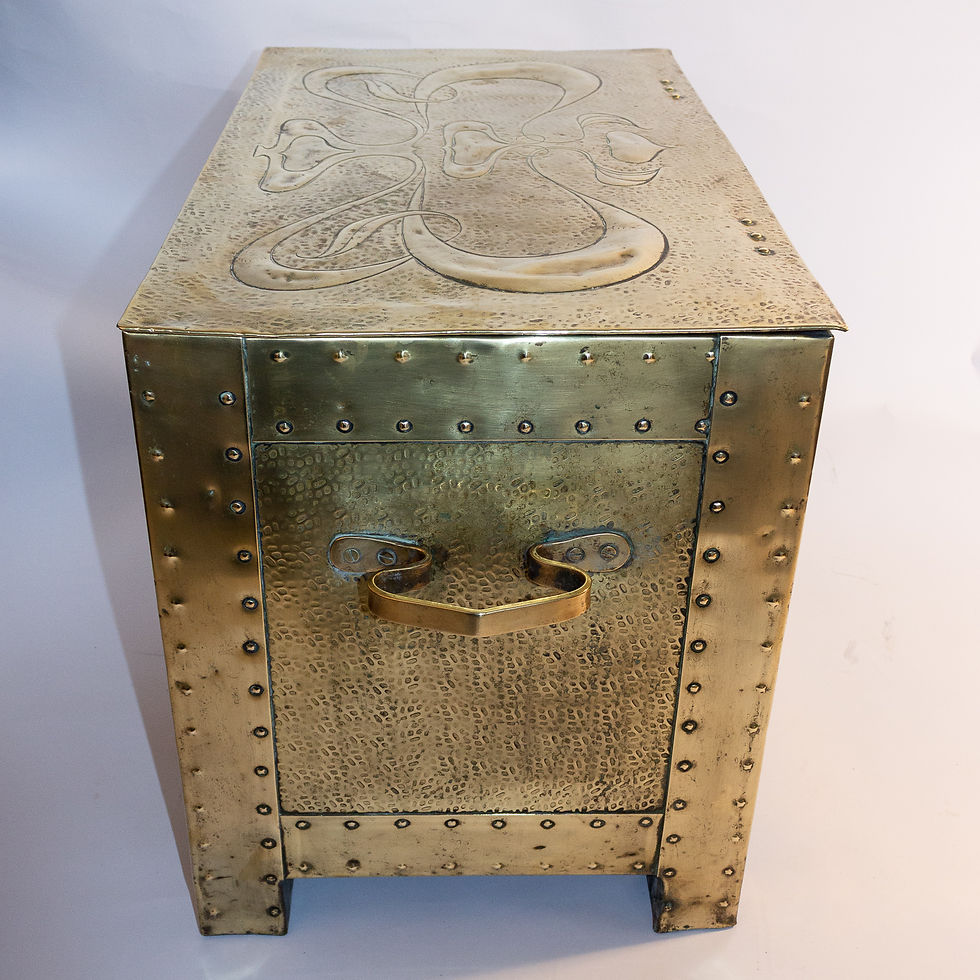 Thumbnail: Margaret Gilmour Glasgow Arts and Crafts Brass Fireside Log Coal box