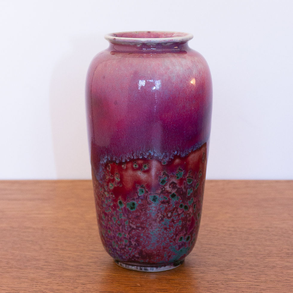 Thumbnail: Side of a Rare Ruskin Pottery Arts and Crafts High Fired Dual Glaze Vase 1922.