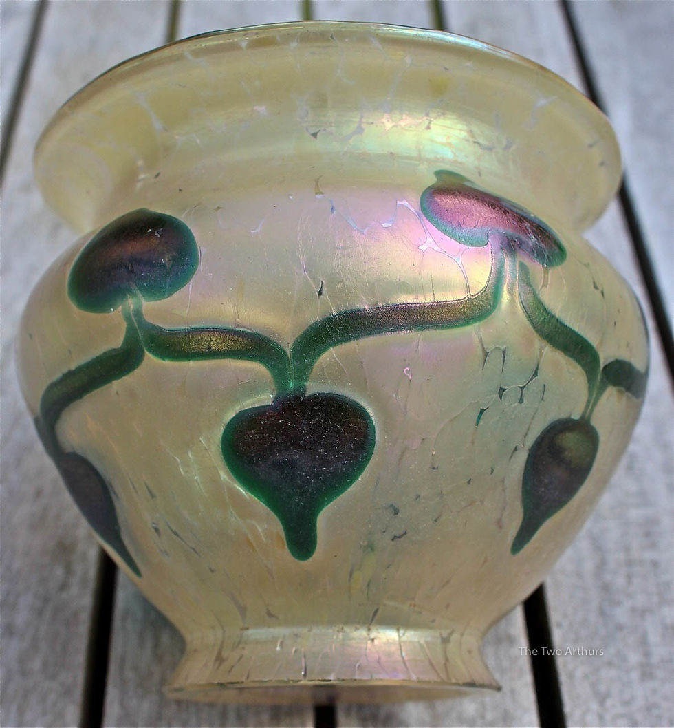 Thumbnail: Art Nouveau Loetz Glass Brass Table Lamp - SOLD