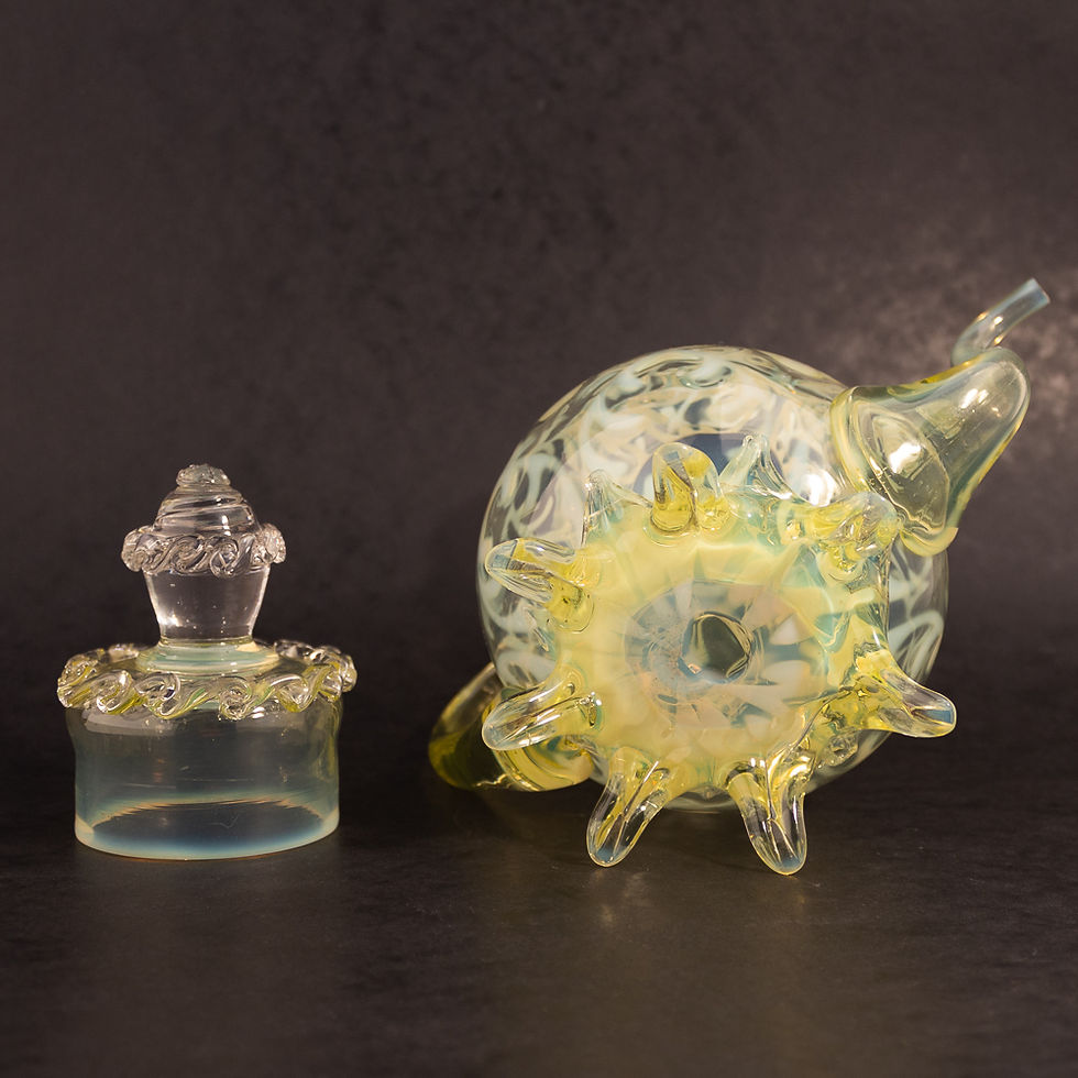 Thumbnail: Rare Arts and Crafts John Walsh Walsh Vaseline Glass Teapot