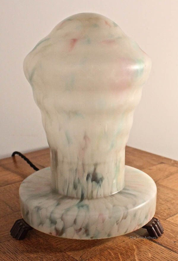 Thumbnail: Art Deco Goltone Bakelite/Glass Table Lamp SOLD