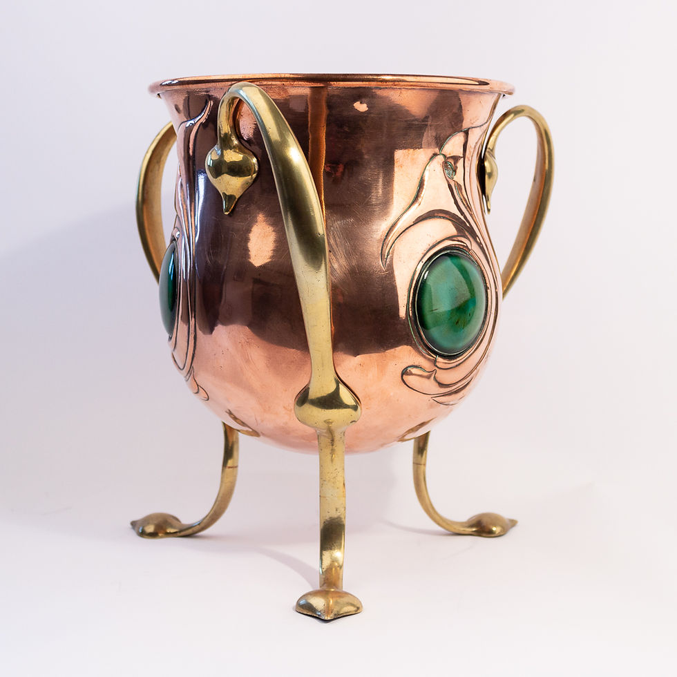 Thumbnail: Jesson and Birkett Ruskin Arts and Crafts Copper and Brass Jardiniere