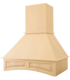 The VRACHIM  wood range hood is our stock chimney hood.