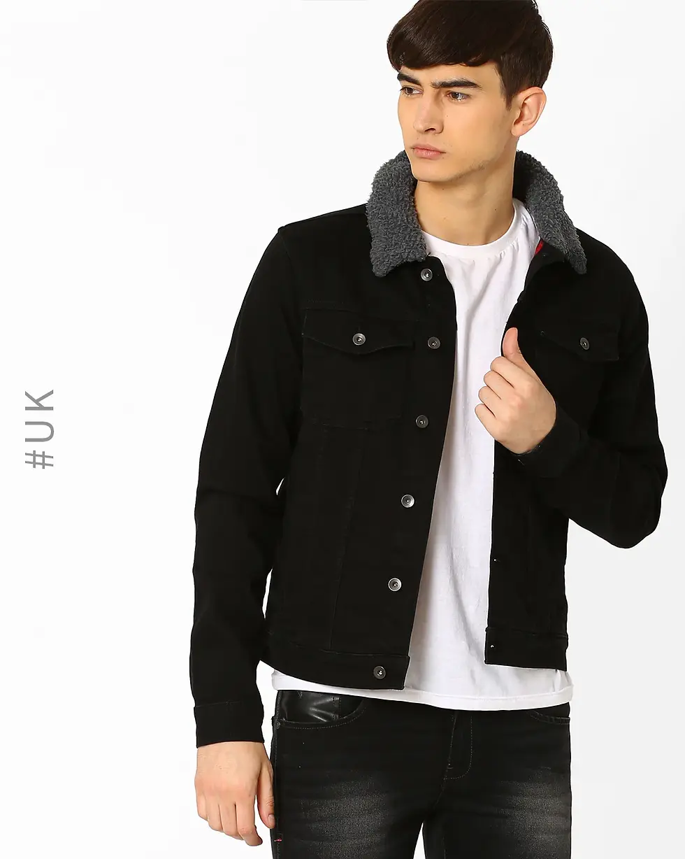 Black Jacket with Wool Collar