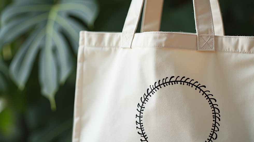 Close-up view of a customized cotton tote bag with a printed logo