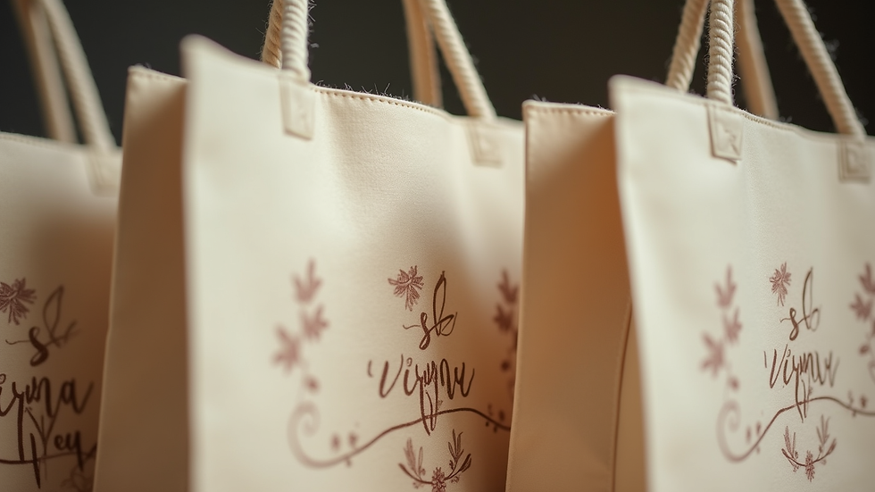Close-up of eco-friendly custom printed fabric bags