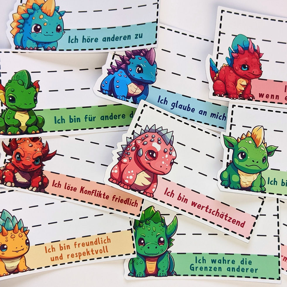 Miniaturbild: 10 Affirmations-Etiketten Sticker Dinos 1