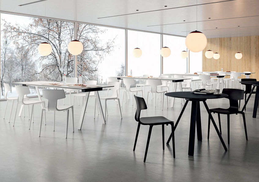 VU-B 餐桌系列,環境中展示圓形、方形與長形桌面