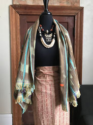 Baule Kente Wrap Tan Turquoise.jpeg