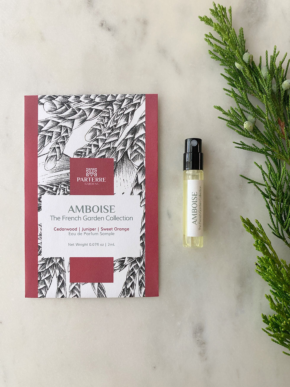 Thumbnail: Sample vial and packaging of Amboise eau de parfum.