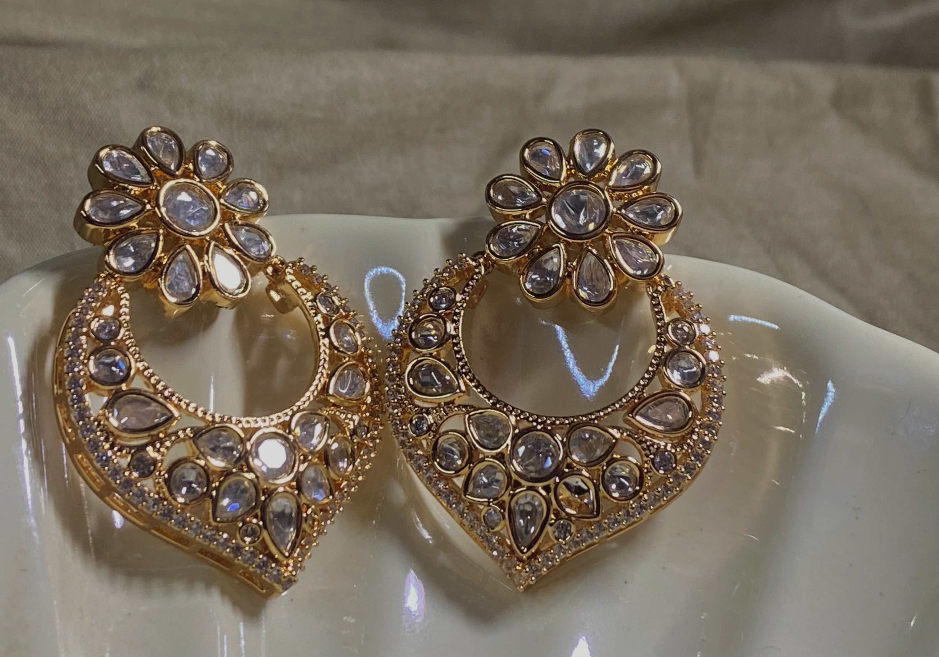 Polki Kundan Bloom Hoops